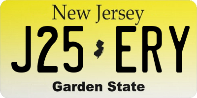 NJ license plate J25ERY