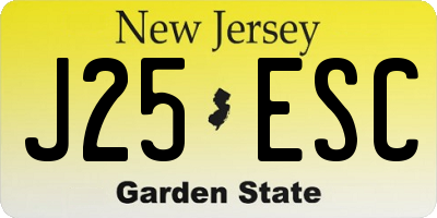 NJ license plate J25ESC