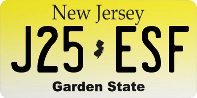 NJ license plate J25ESF