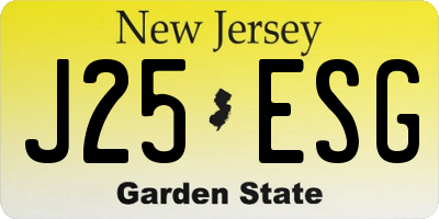 NJ license plate J25ESG