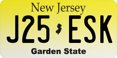 NJ license plate J25ESK