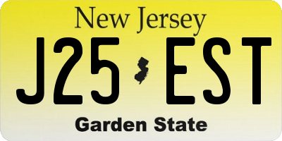 NJ license plate J25EST
