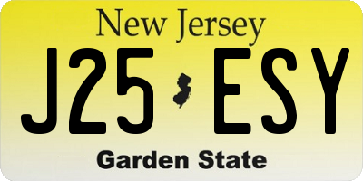 NJ license plate J25ESY