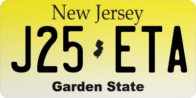 NJ license plate J25ETA