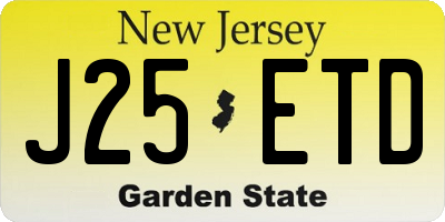 NJ license plate J25ETD