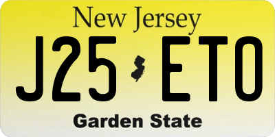NJ license plate J25ETO