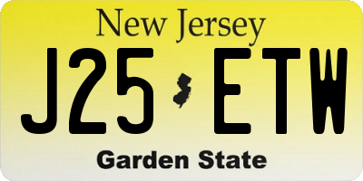 NJ license plate J25ETW