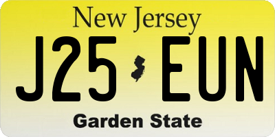 NJ license plate J25EUN