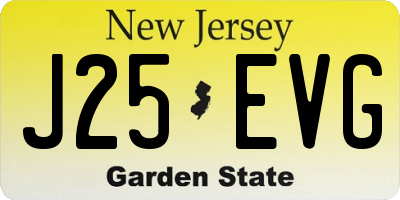 NJ license plate J25EVG