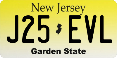 NJ license plate J25EVL