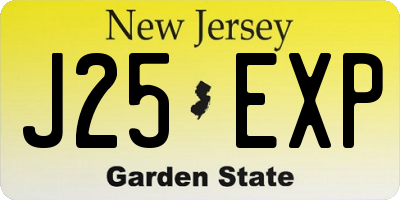 NJ license plate J25EXP