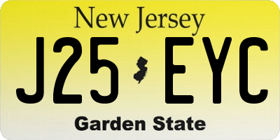NJ license plate J25EYC