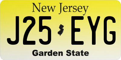 NJ license plate J25EYG