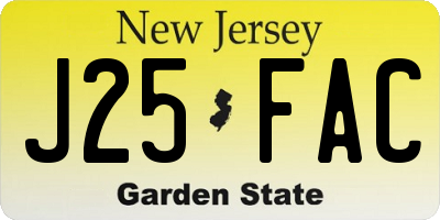 NJ license plate J25FAC