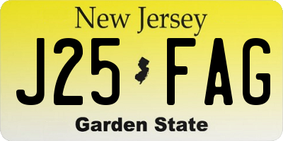 NJ license plate J25FAG
