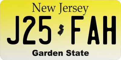 NJ license plate J25FAH