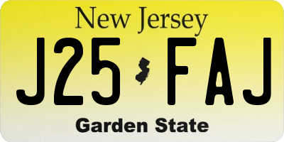 NJ license plate J25FAJ