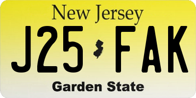 NJ license plate J25FAK