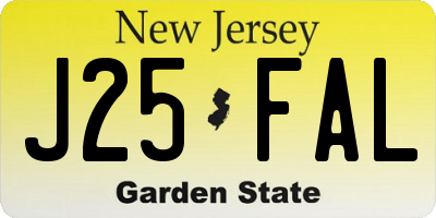NJ license plate J25FAL
