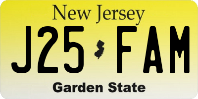 NJ license plate J25FAM