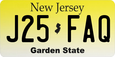 NJ license plate J25FAQ