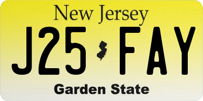 NJ license plate J25FAY