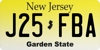 NJ license plate J25FBA
