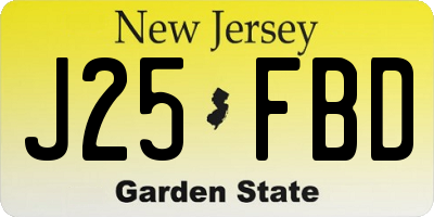 NJ license plate J25FBD