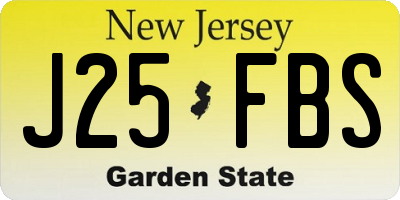 NJ license plate J25FBS