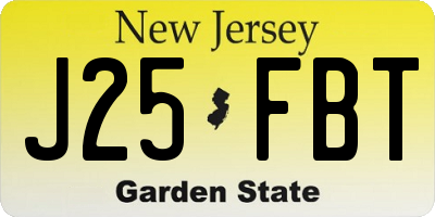 NJ license plate J25FBT