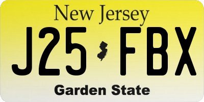 NJ license plate J25FBX