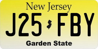 NJ license plate J25FBY