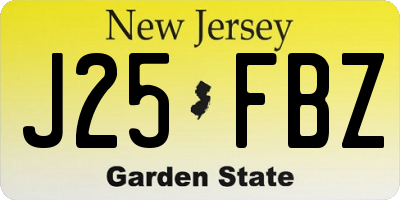 NJ license plate J25FBZ