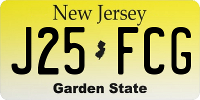 NJ license plate J25FCG