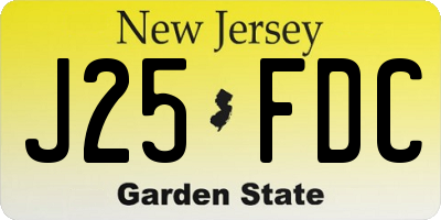 NJ license plate J25FDC