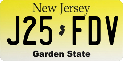 NJ license plate J25FDV