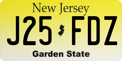 NJ license plate J25FDZ