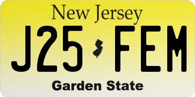 NJ license plate J25FEM