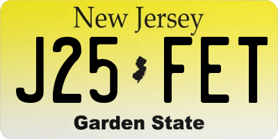 NJ license plate J25FET