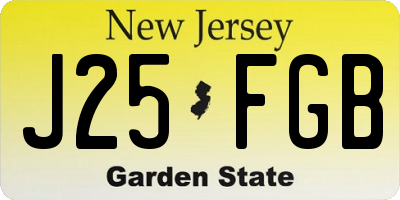 NJ license plate J25FGB