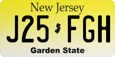 NJ license plate J25FGH
