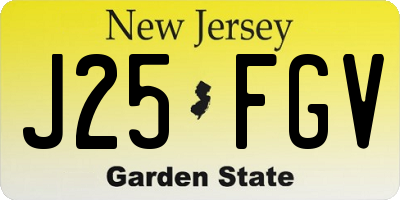 NJ license plate J25FGV