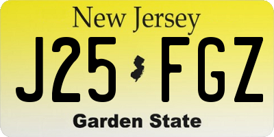 NJ license plate J25FGZ