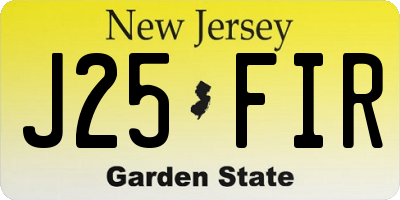 NJ license plate J25FIR