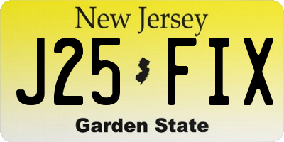 NJ license plate J25FIX