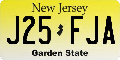 NJ license plate J25FJA