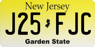 NJ license plate J25FJC