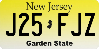NJ license plate J25FJZ