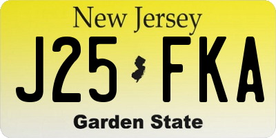 NJ license plate J25FKA