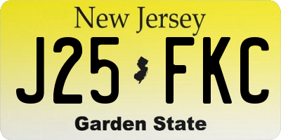NJ license plate J25FKC